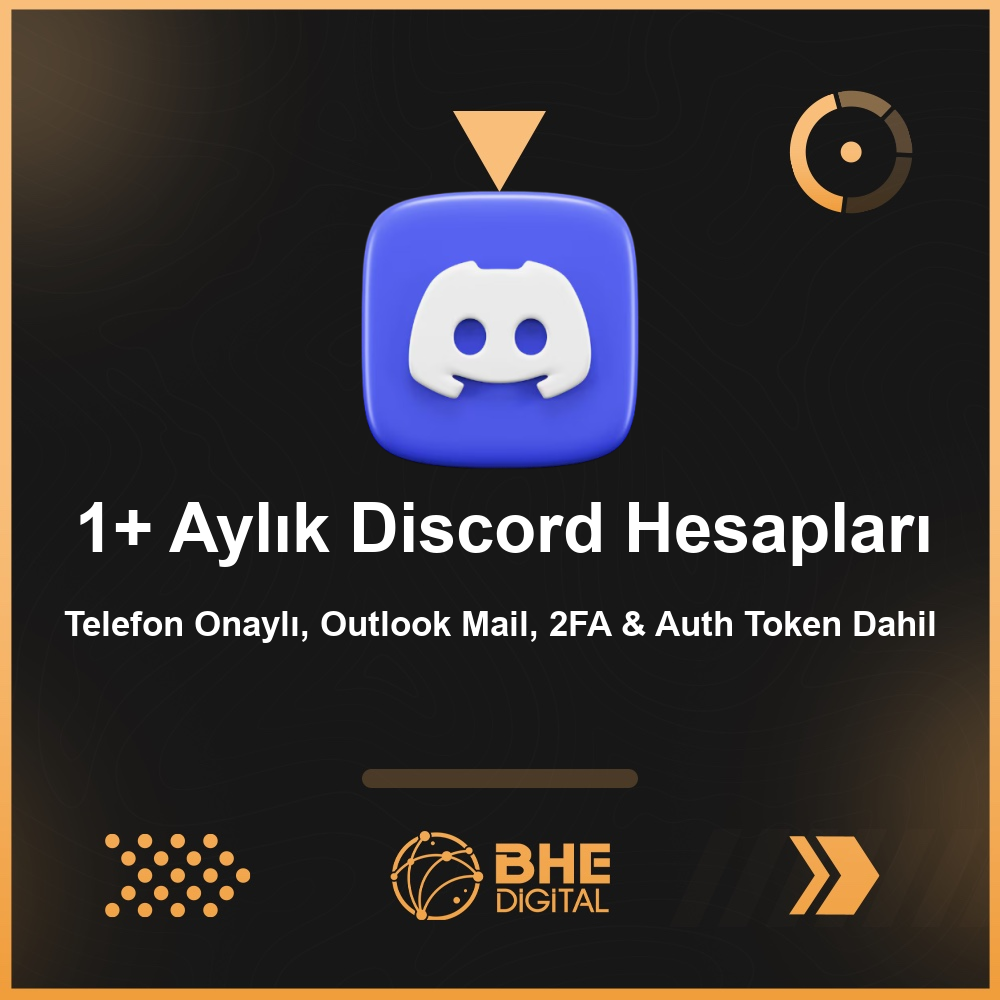 1+ Aylık Discord Hesapları | Telefon Onaylı, Outlook Mail, 2FA & Auth Token Dahil